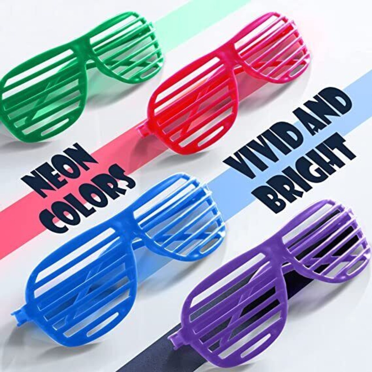 Novelty Place Neon Color Shutter Glasses 80's Party Slotted Sunglasses